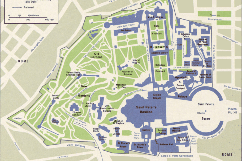 Map of Vatican City monuments & buildings