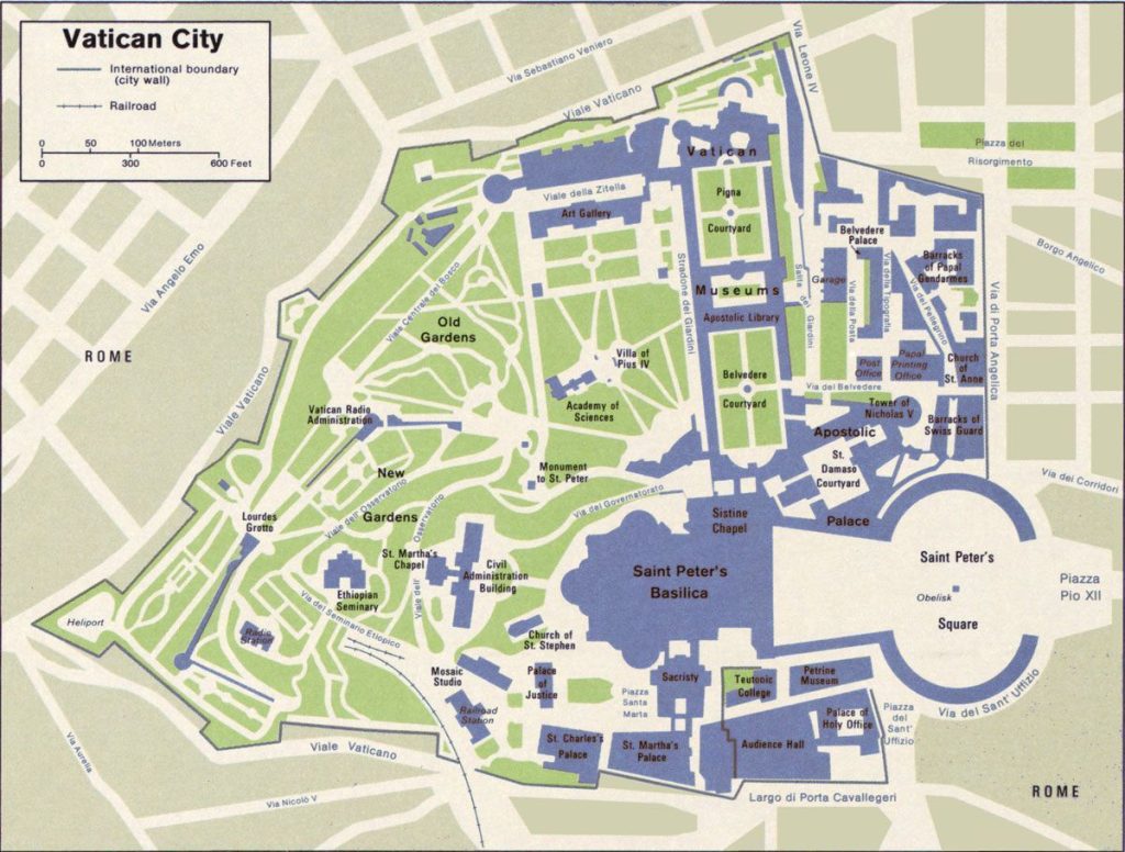 Complete map of the Vatican City