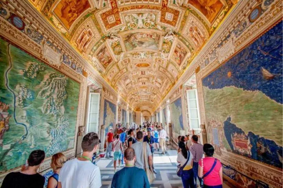 people visiting the vatican museum