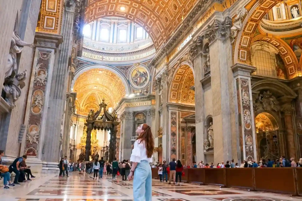 Girl inside St Peters Basilica